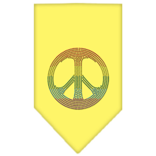 Rainbow Peace Sign Rhinestone Bandana Yellow Small